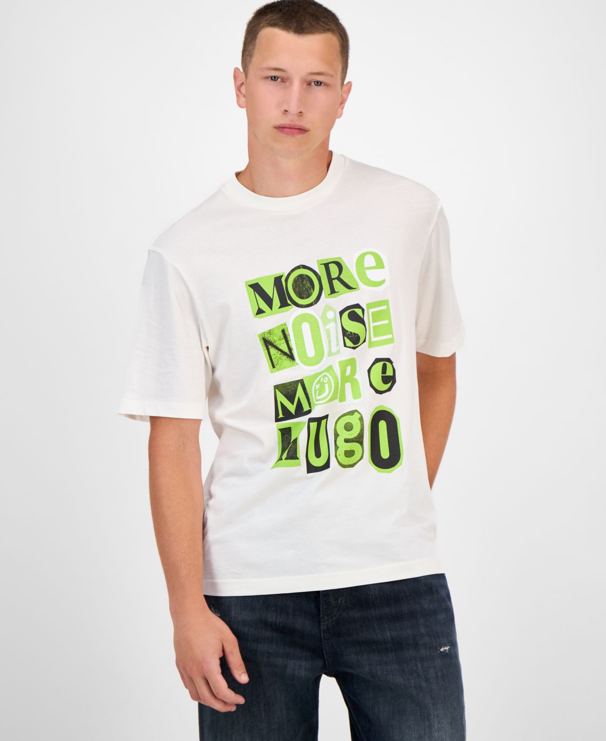 Мужская хлопковая футболка с графическим рисунком More Hugo