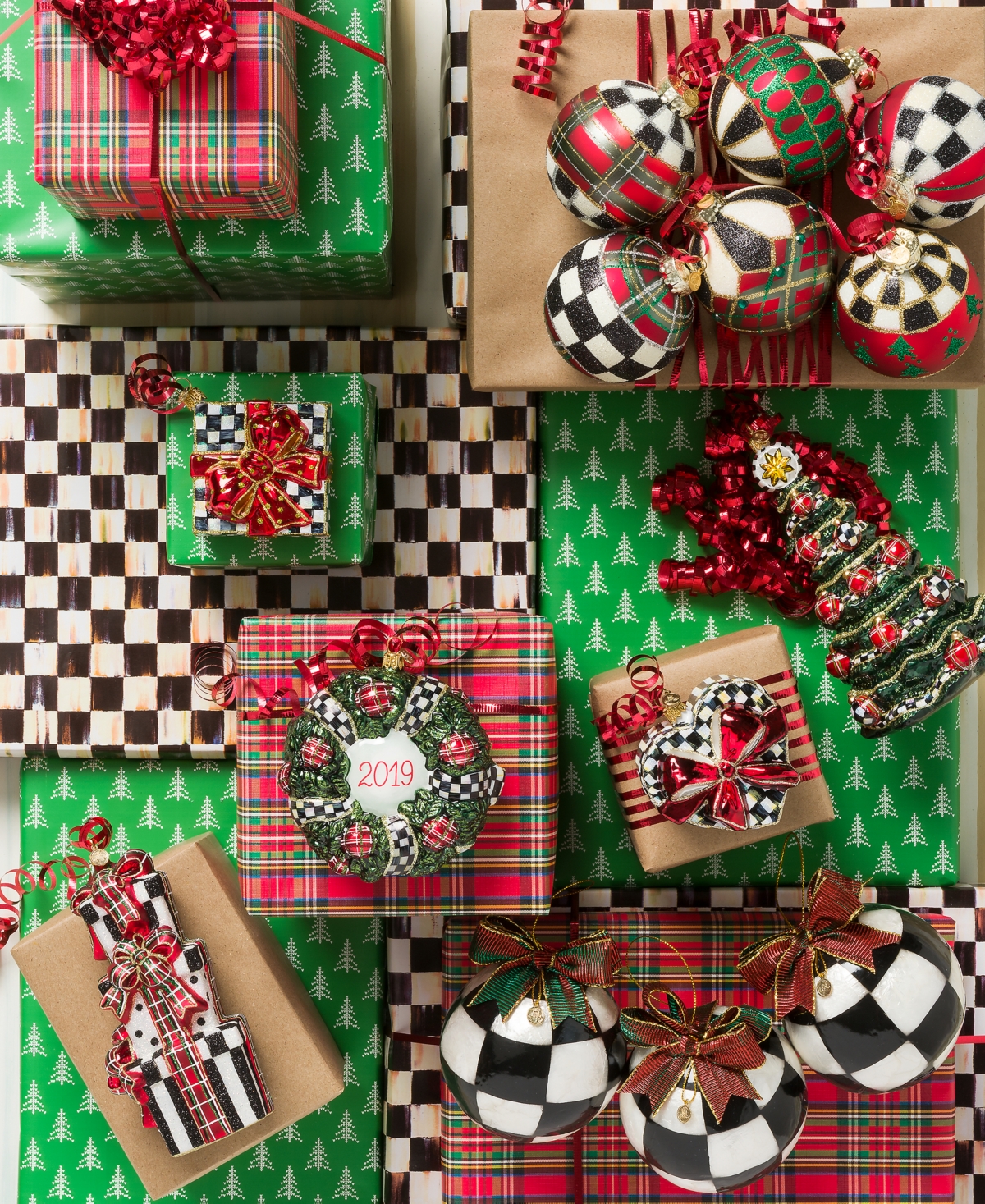 Mackenzie-childs Holiday Tartan Ball Ornaments, Set Of 6 In Multi
