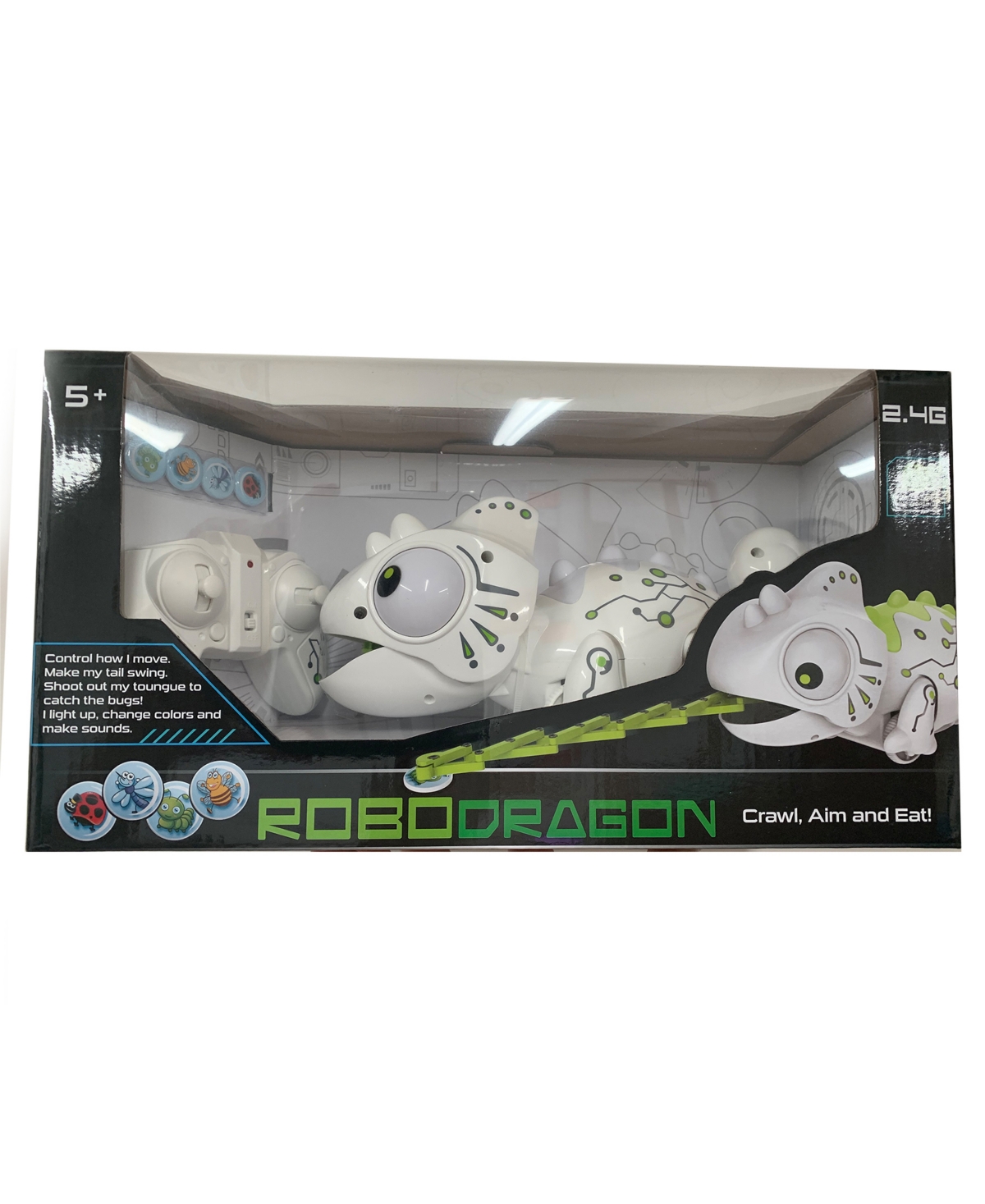 Jupiter Creations Remote Control Lizard Magnetic Tongue Robodragon In White