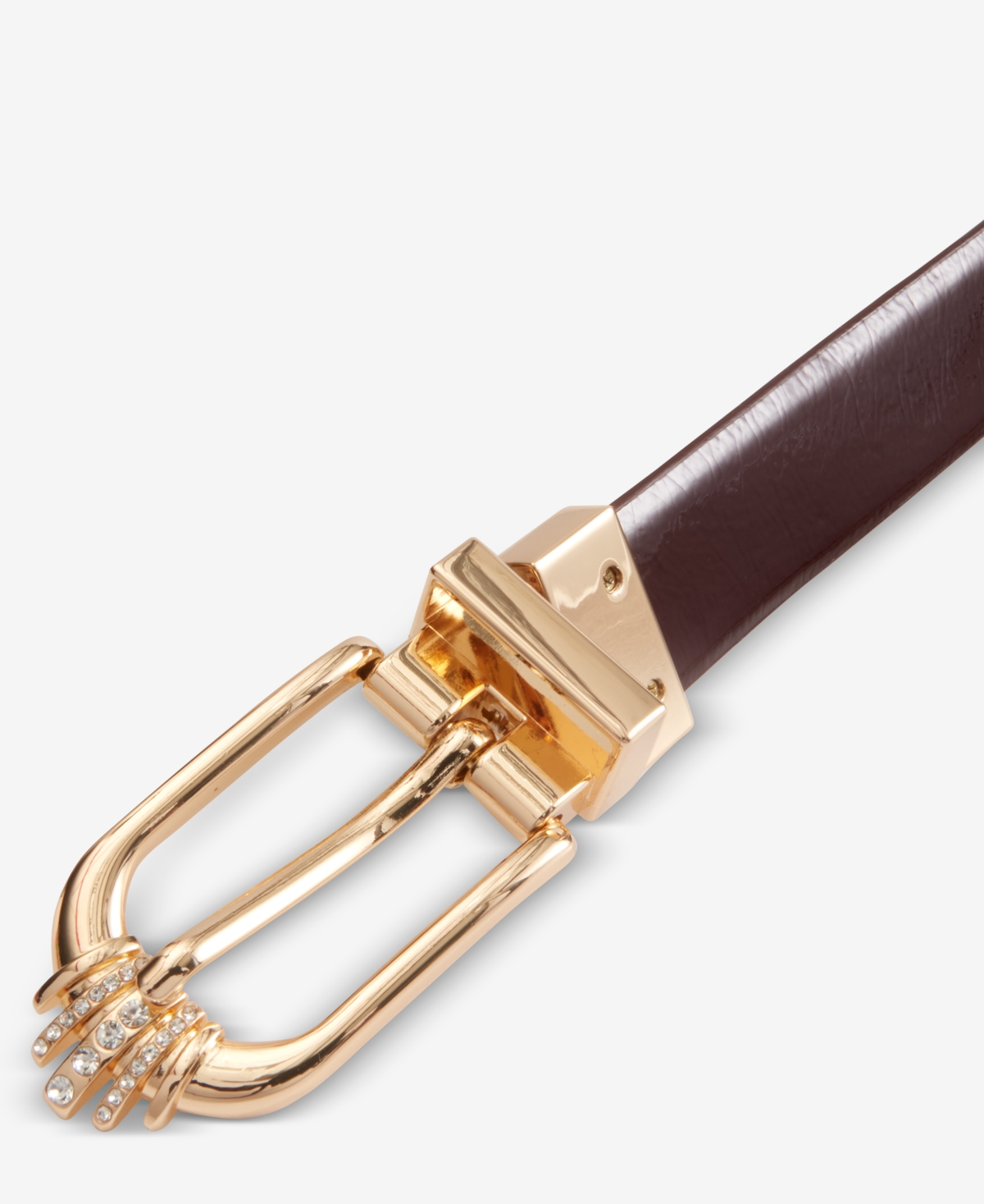Inc International Concepts Crystal Embellished Reversible Belt, Macy's Exclusive In Brown