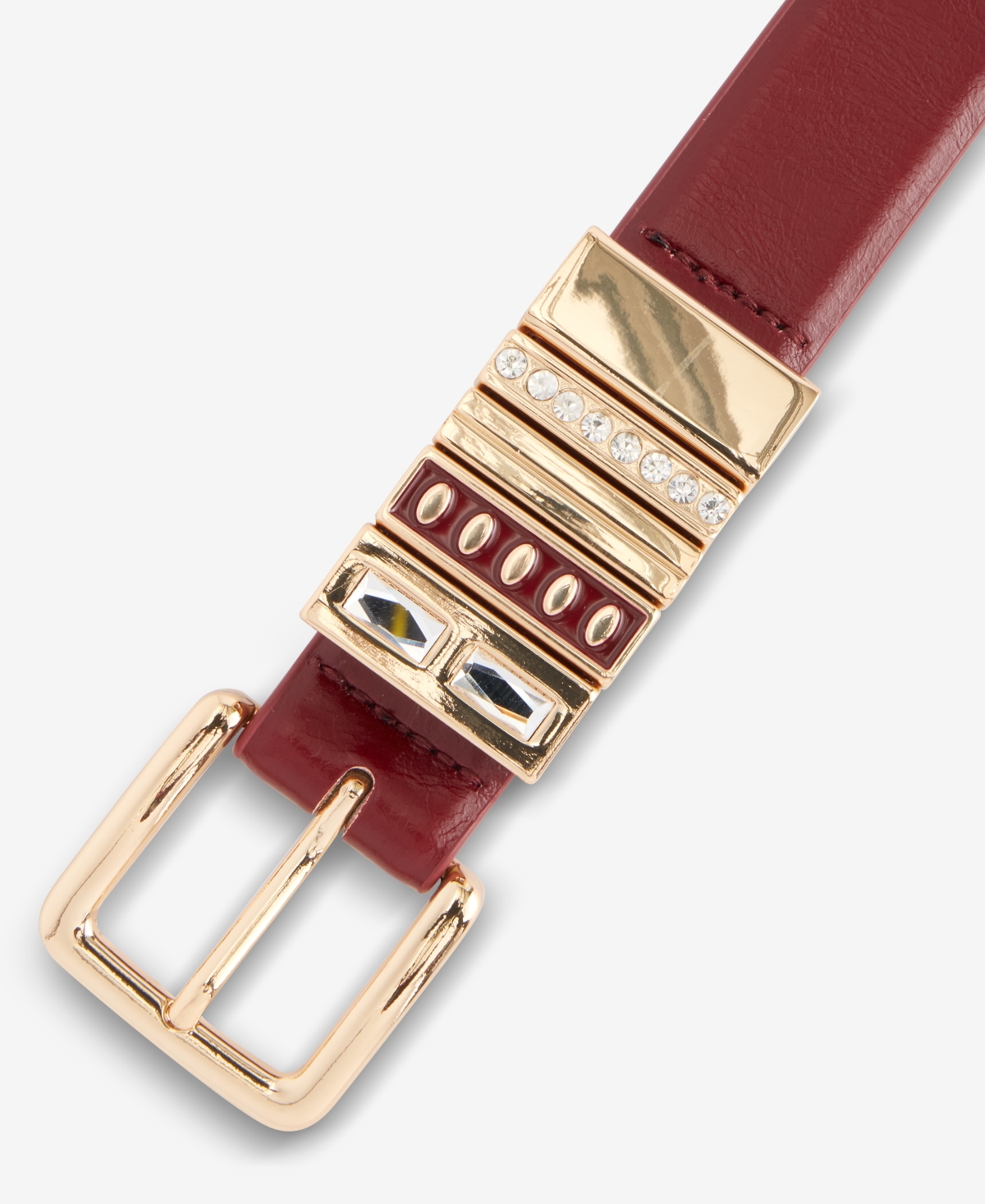 Inc International Concepts Crystal Multi Loop Pant Belt, Macy's Exclusive In Burgundy