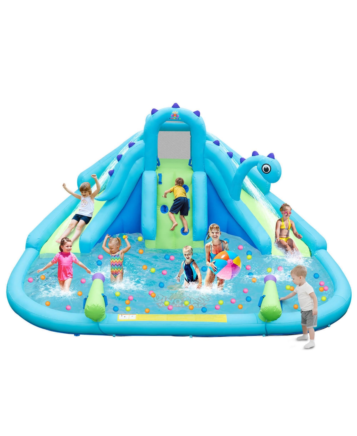 Inflatable Water Slide Blowup Water Park with Dual Slides Without Blower - Blue