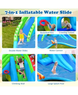 Crocodile Inflatable Water Slide Park Kids Bounce House with Dual Slides With 780W Blower