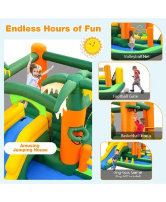 Tropical Inflatable Bounce Castle 8-in-1 Giant Jumping House with 680W Blower