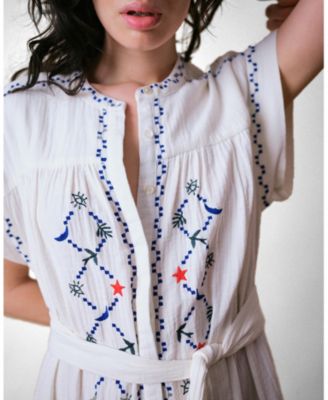 Women's Coves Cap Sleeve Embroidered Dress
