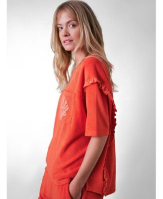 Women's Sea Coral Terry Frill Top
