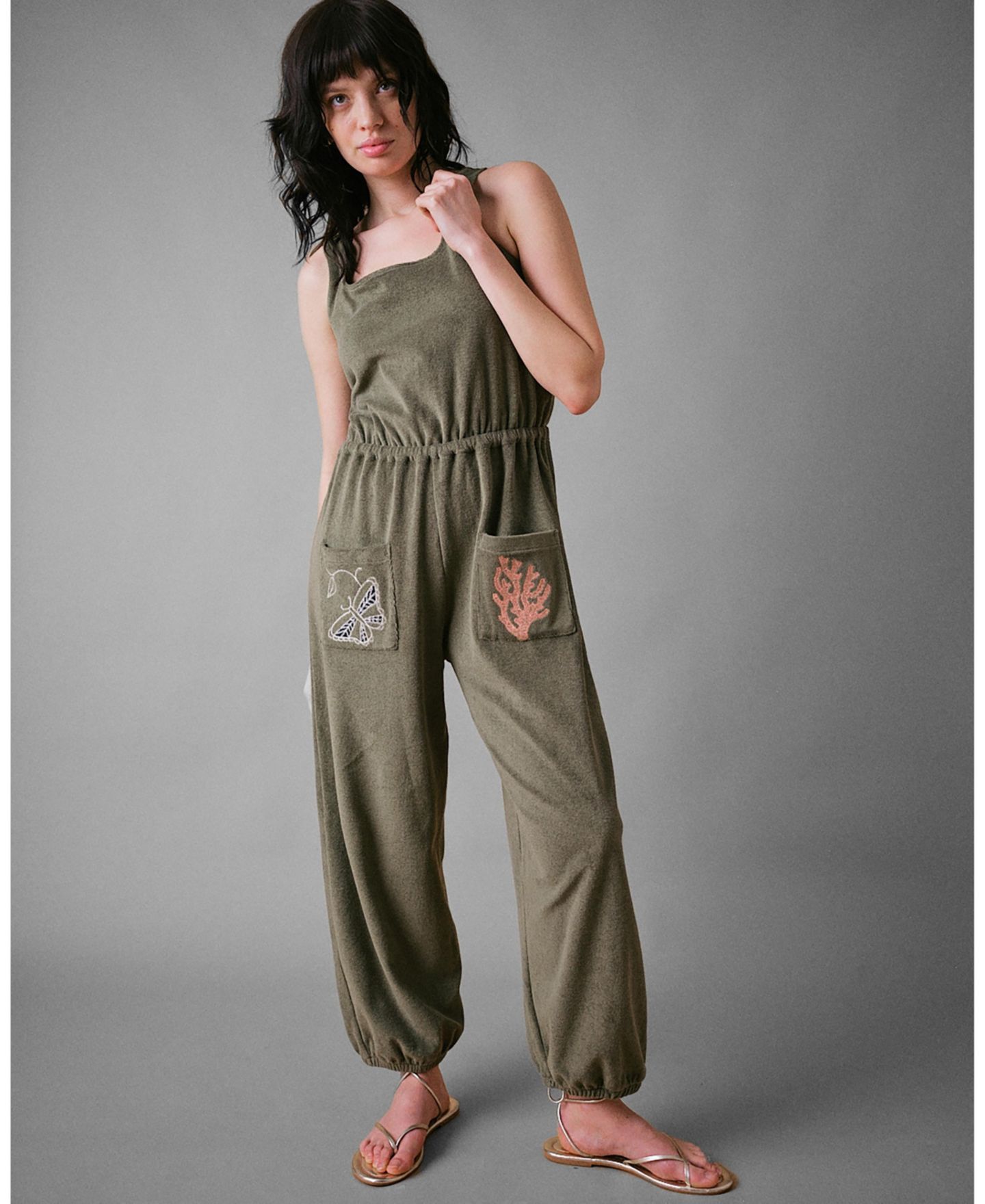 Женский комбинезон Cape Cove Sea Coral Terry Jumpsuit, цвет: Хаки — фото 4