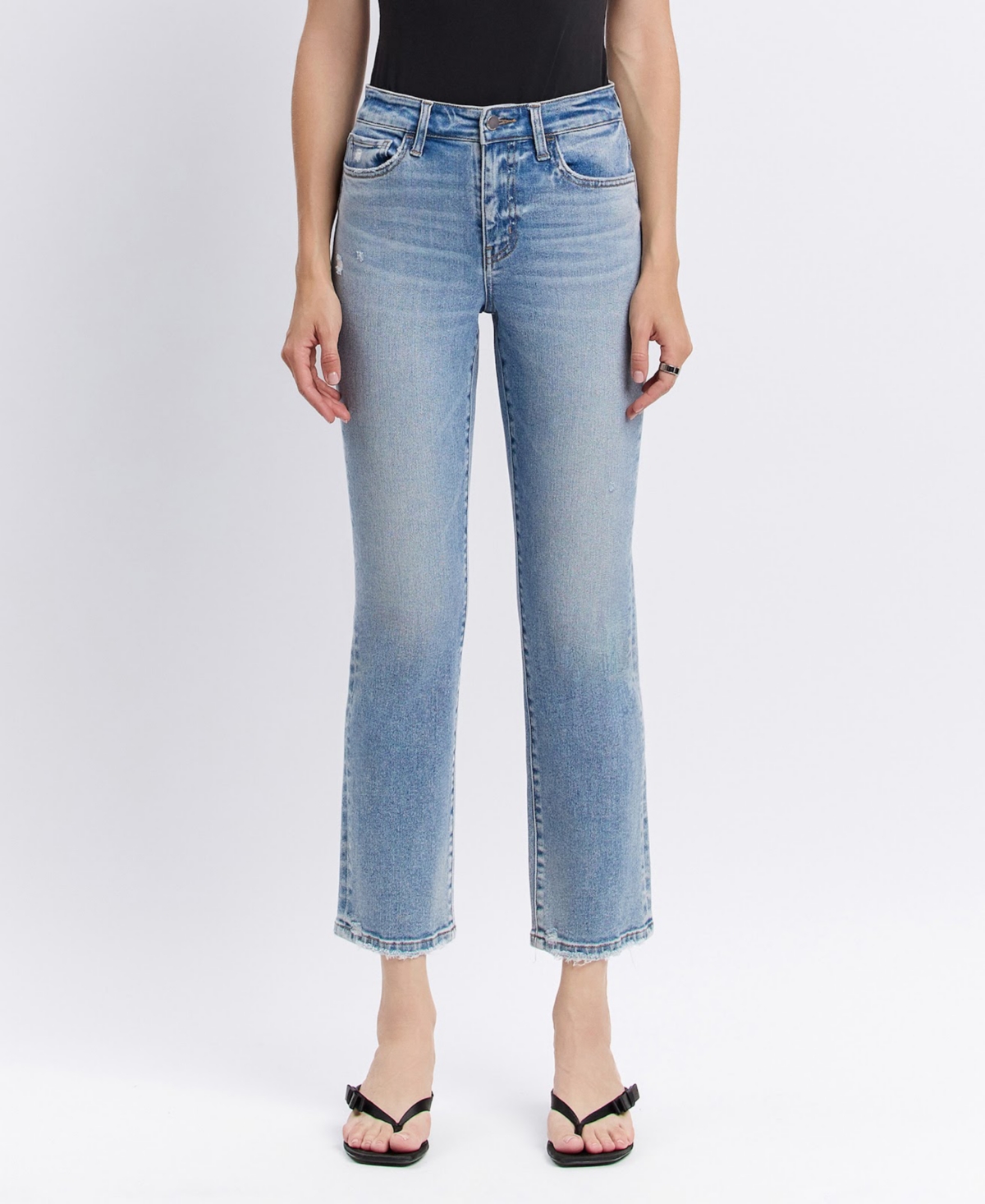 Women's High Rise Straight Jeans - Sweetheart blue