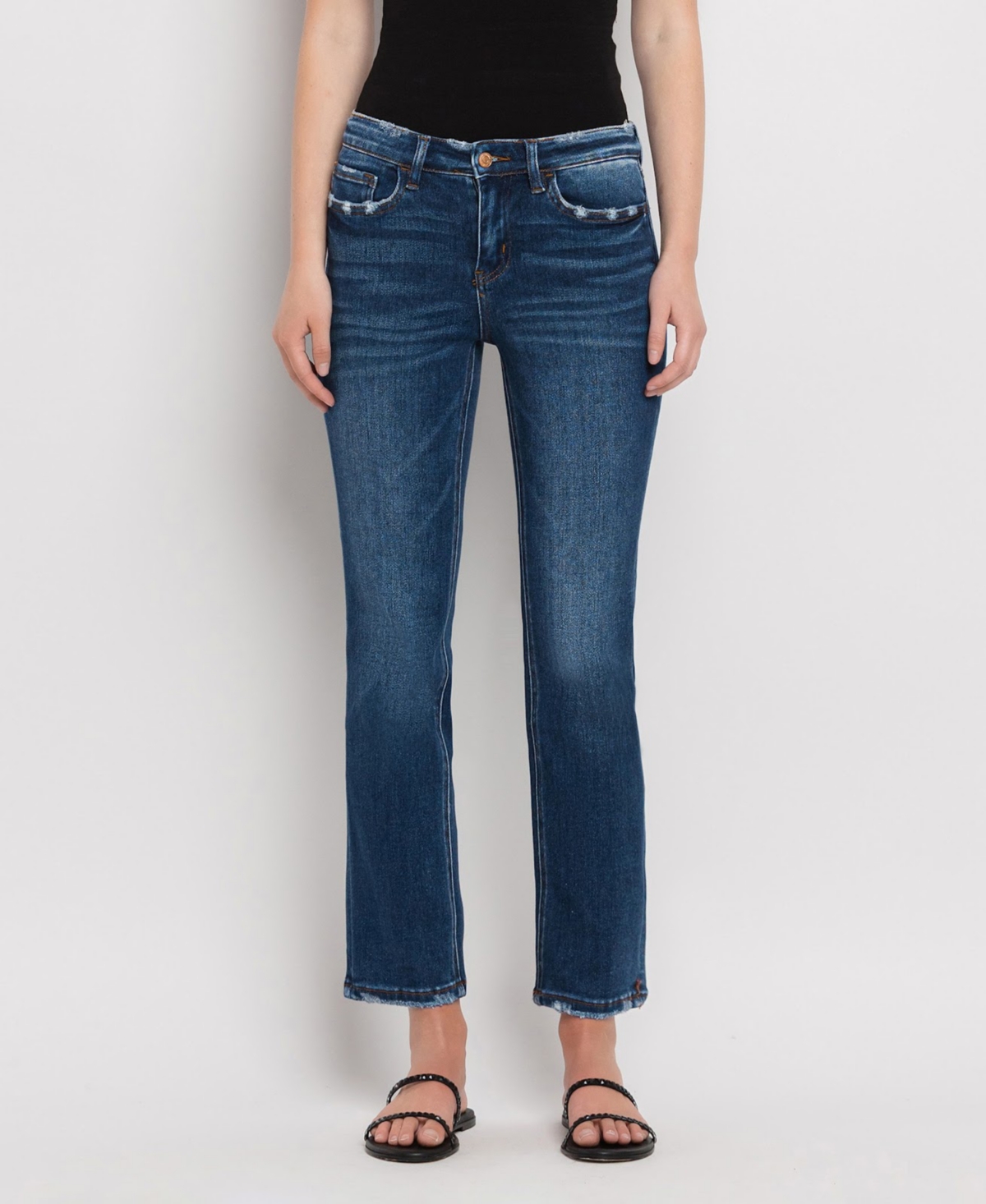 Women's Mid Rise Slim Straight Jeans - Wax plant blue