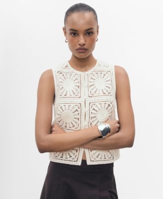 MANGO - Women's Crochet Knitted Sweater Vest