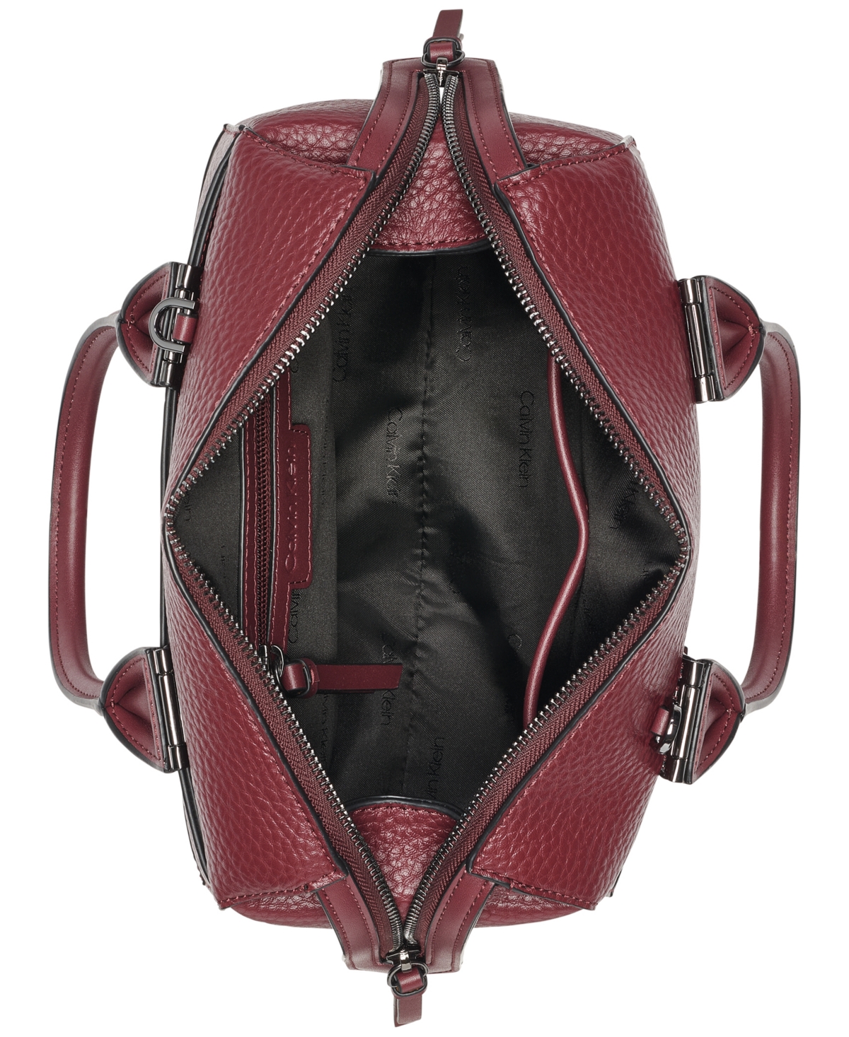 Calvin Klein Jett Convertible Top Handle Satchel In Burgundy