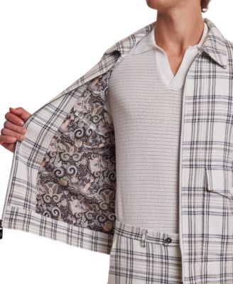 Men's Milo Slim Fit Long Sleeve Zip Front Plaid Bomber Jacket