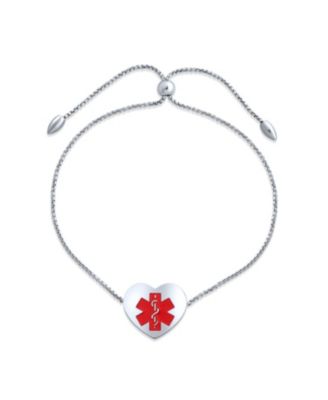 Pre-graved with Addison Disease Heart Charm Medical ID Bracelet Stainless Steel