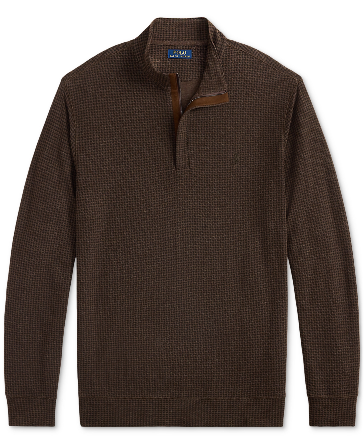 Polo Ralph Lauren Men's Big & Tall Houndstooth Luxury Jersey Pullover In Brown