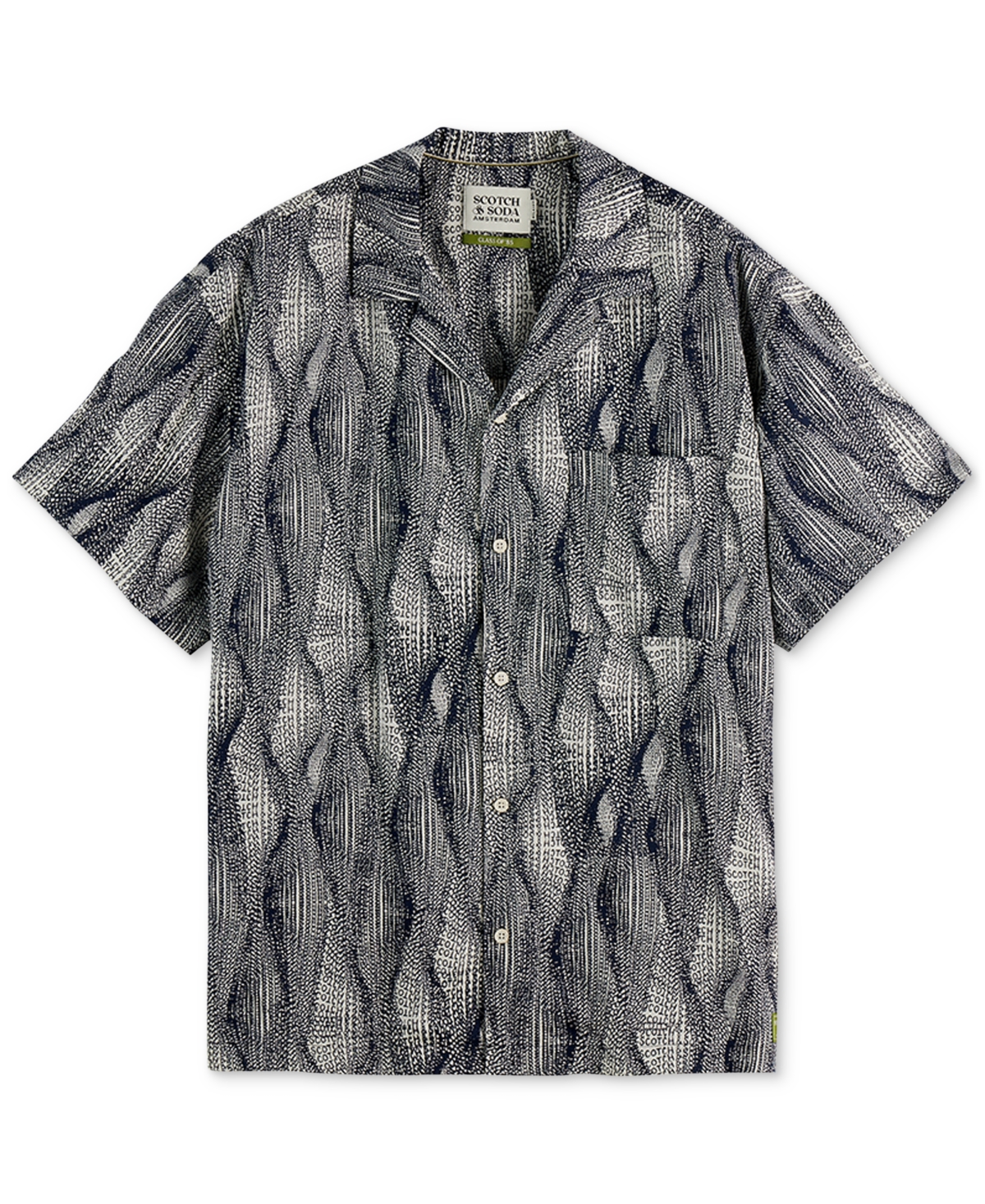 Scotch & Soda Men's Relaxed Fit Short Sleeve Marble Print Button-Front Camp Shirt