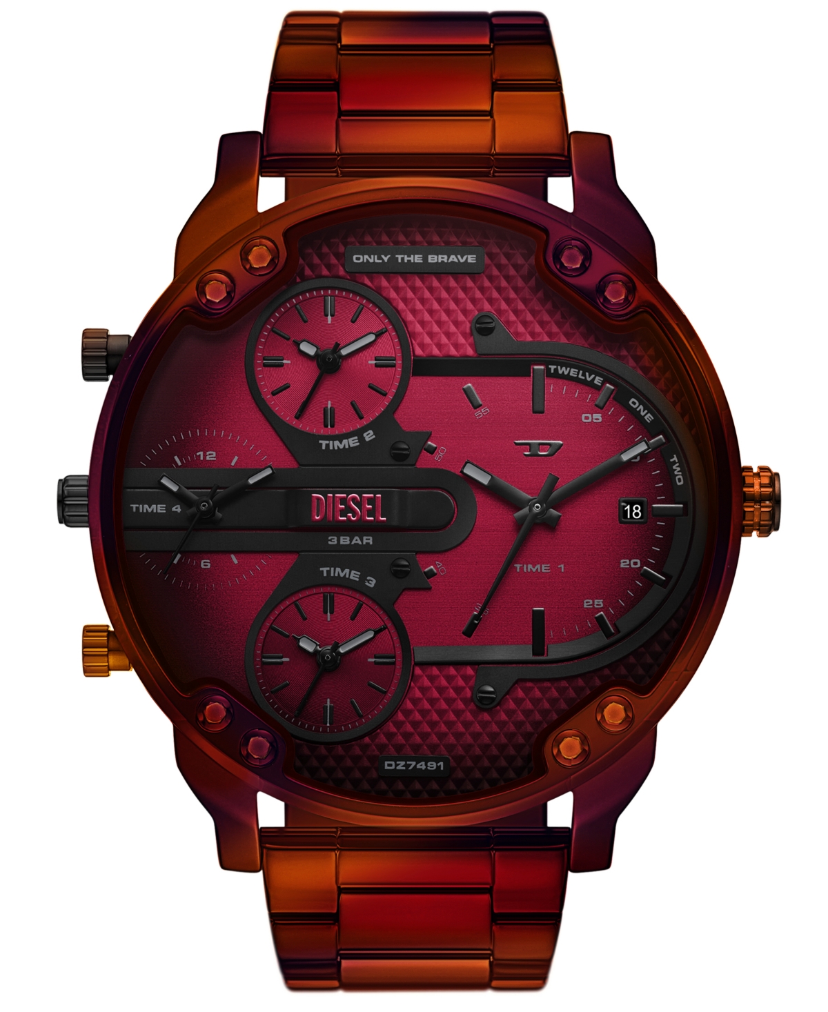 Men's Mr. Daddy Slim Quartz Three-Hand Date Red Stainless Steel Watch, 54mm - Red