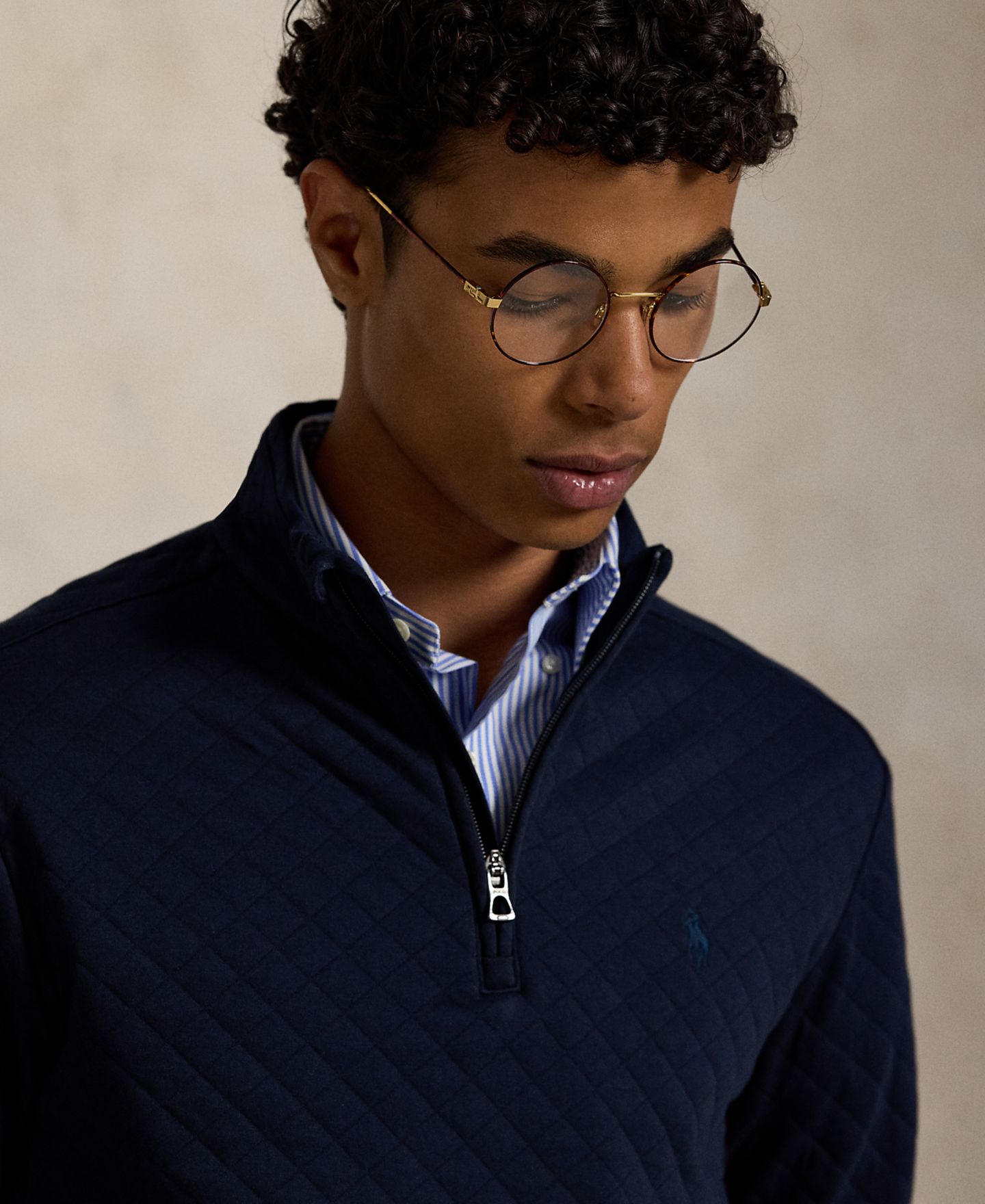 Мужской свитер Polo Ralph Lauren Quilted Double-Knit Jersey Pullover, цвет: Тёмно-синий — фото 3
