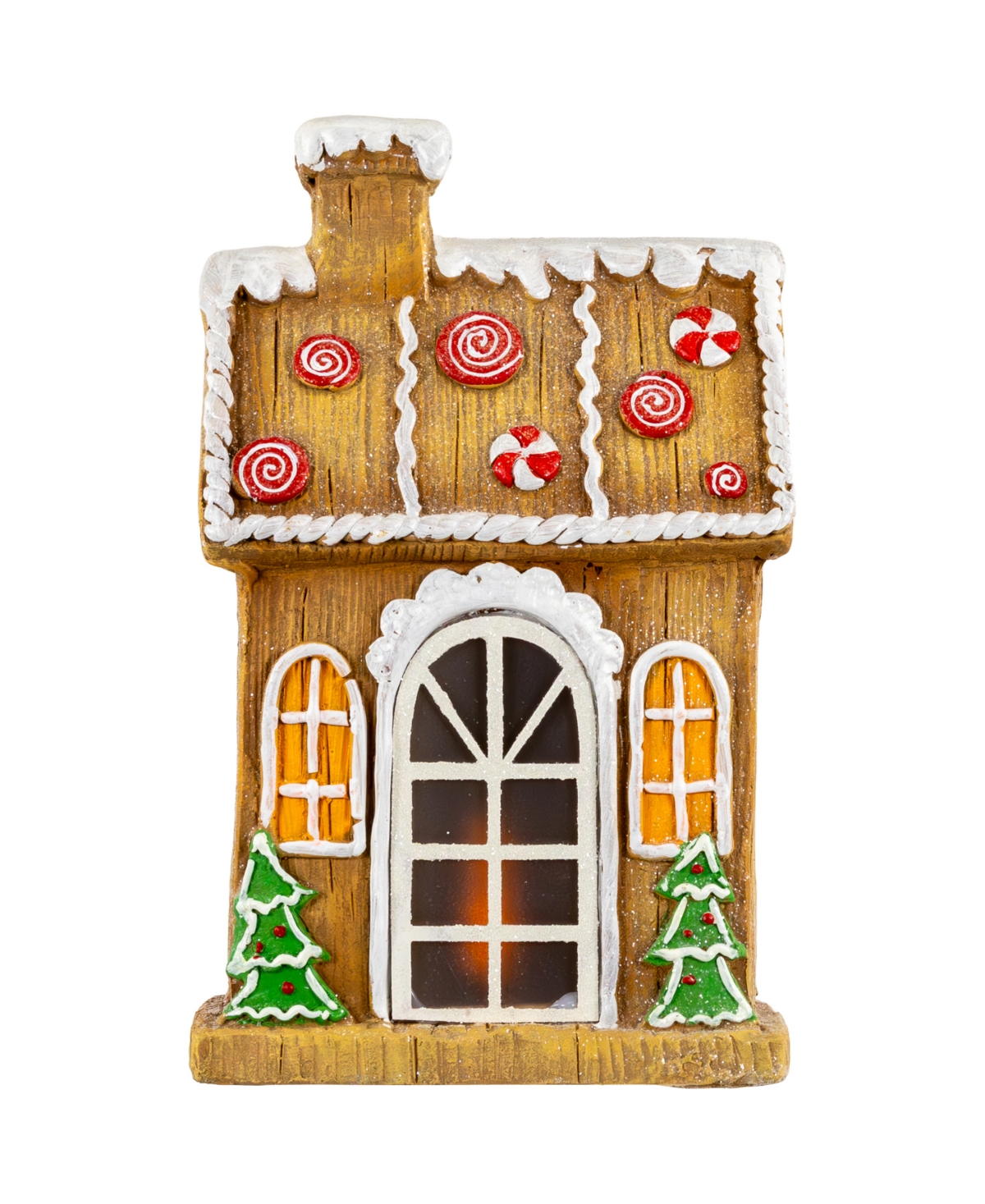 14" Led Peppermint Gingerbread House Christmas Decoration - Brown