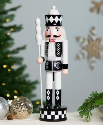 15" Checkered Nutcracker Soldier with Scepter Christmas Figure