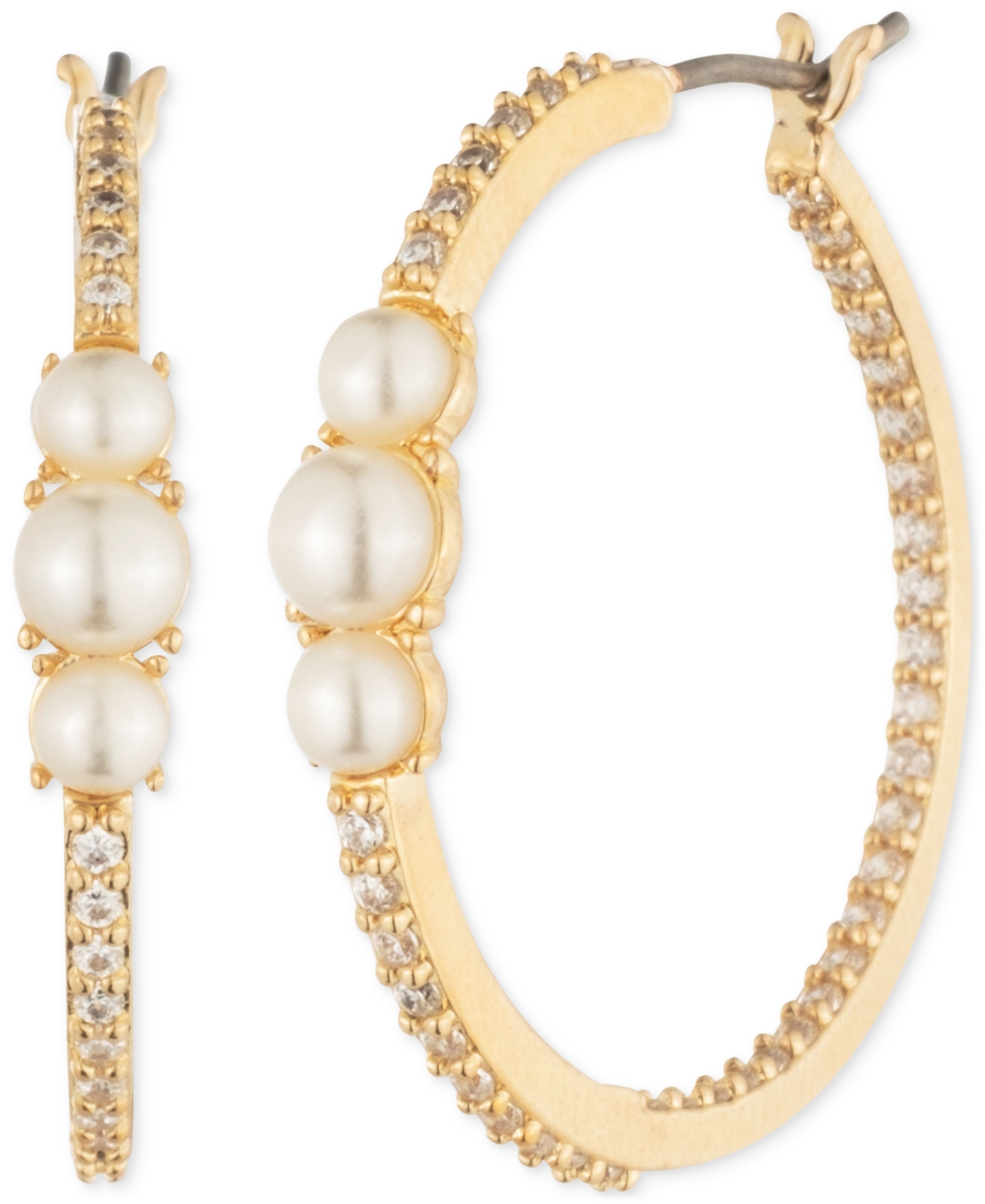 Givenchy Faux-pearl Cubic Zirconia Hoop Earrings In White