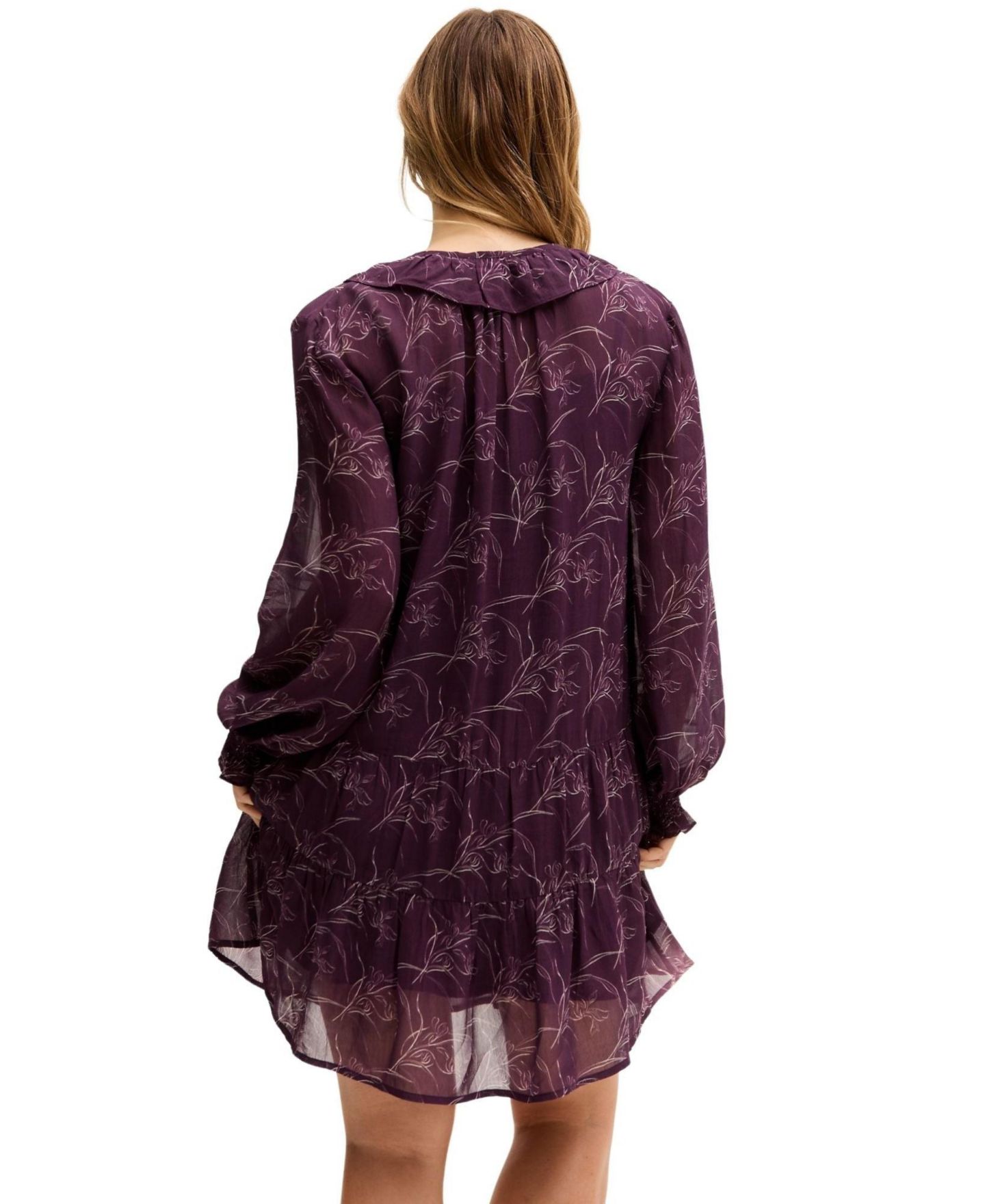 Женское платье Lily and Lionel London Henrietta Floral Print Button Down Mini, цвет: Фиолетовый — фото 3