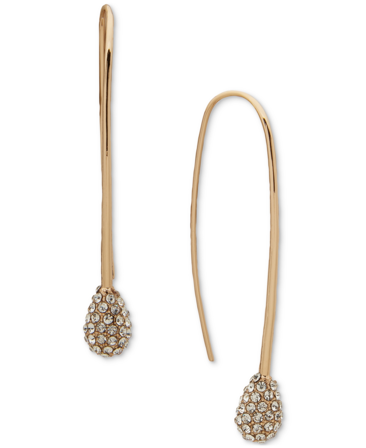 Dkny Pave Pear-shape Threader Earrings In White
