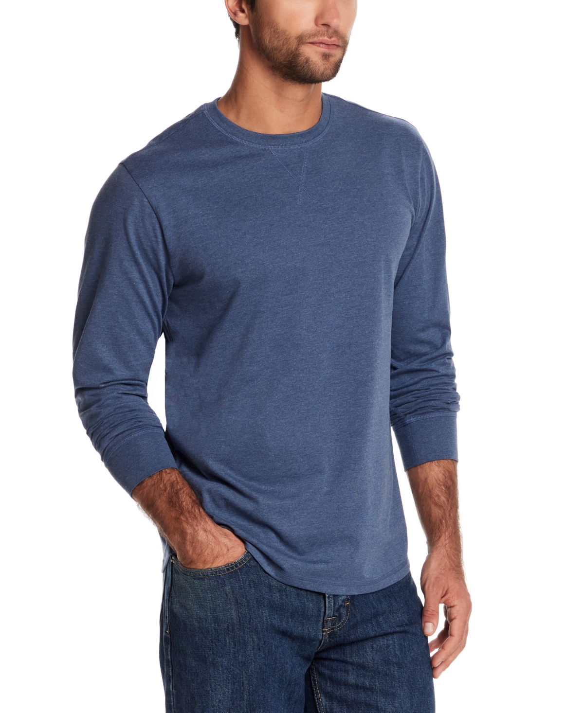 Weatherproof Vintage Men's Long Sleeved Waffle Crew Neck Shirt In Blue