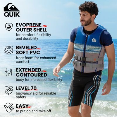 Quiksilver Men's Life Vest, USCG & Transport Canada Approved PFD Life Jacket