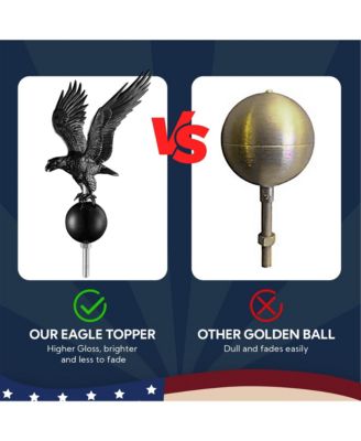 Bravery 20ft Eagle Topper Sectional Aluminum Flag Pole Kit with Solar Light US Flag Ball Top for Outside, Silver