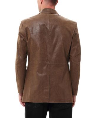 Men's Men Classic Two-Button Distressed Leather Blazer