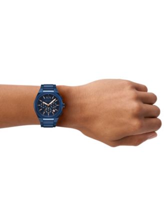 Men's Sync Quartz Chronograph Blue Stainless Steel Watch, 42mm