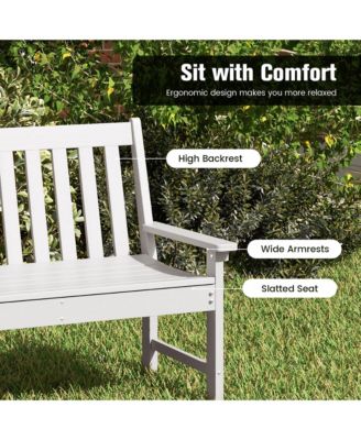 Garden Bench All-Weather HDPE 2-Person Outdoor Bench for Front Porch Backyard