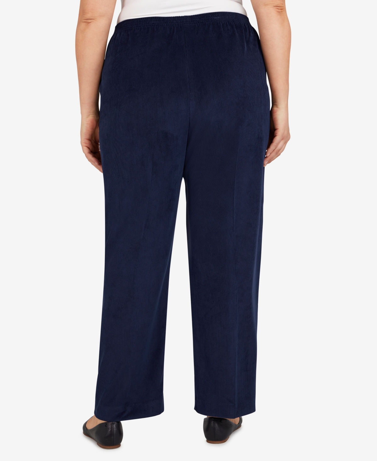 Alfred Dunner Plus Size Classic Corduroy Elastic Waist Medium Length Pants In Blue