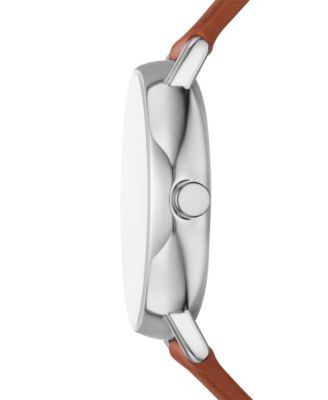 Men's Signatur Quartz Multifunction Brown Leather Watch, 40mm