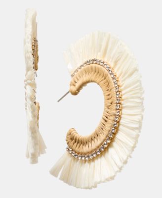 Gold-Tone Raffia Stone Hoop Earrings -Exclusive - On 34th | Alix Friedberg Capsule Collection 