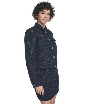 Women's Boucle Cropped Long-Sleeve Jacket