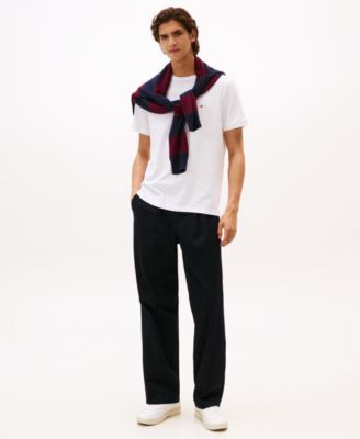 Men's Red, White & Blue Pique Textured T-Shirt