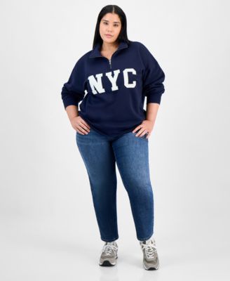 Trendy Plus Size NYC Half-Zip Sweatshirt