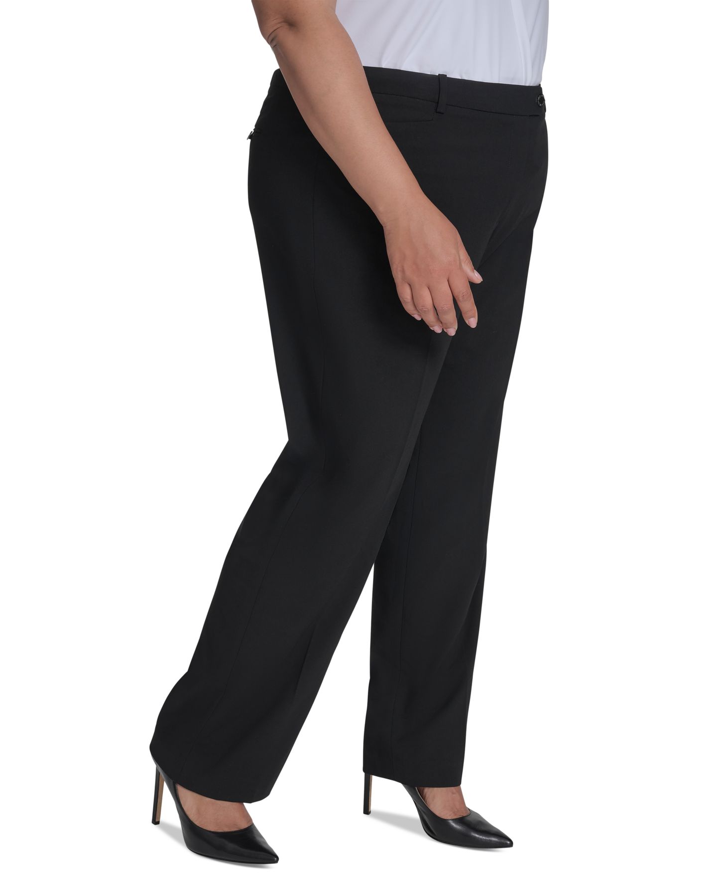 Женские брюки Calvin Klein Plus Size Modern Dress Pants, цвет: Чёрный — фото 3