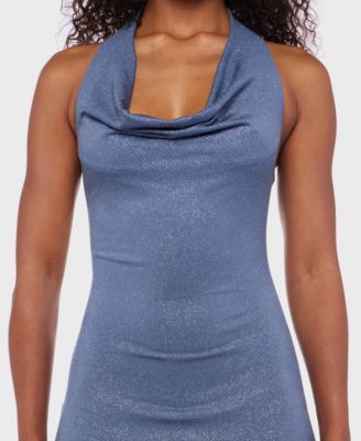 Juniors' Cowlneck Glitter Bodycon Dress