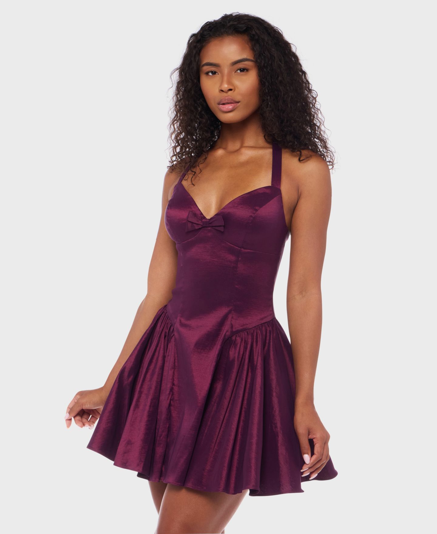 Женское платье Alex & Sophia Juniors' Sleeveless Short Fit & Flare, цвет: Тёмно-бордовый / Золотой — фото 3