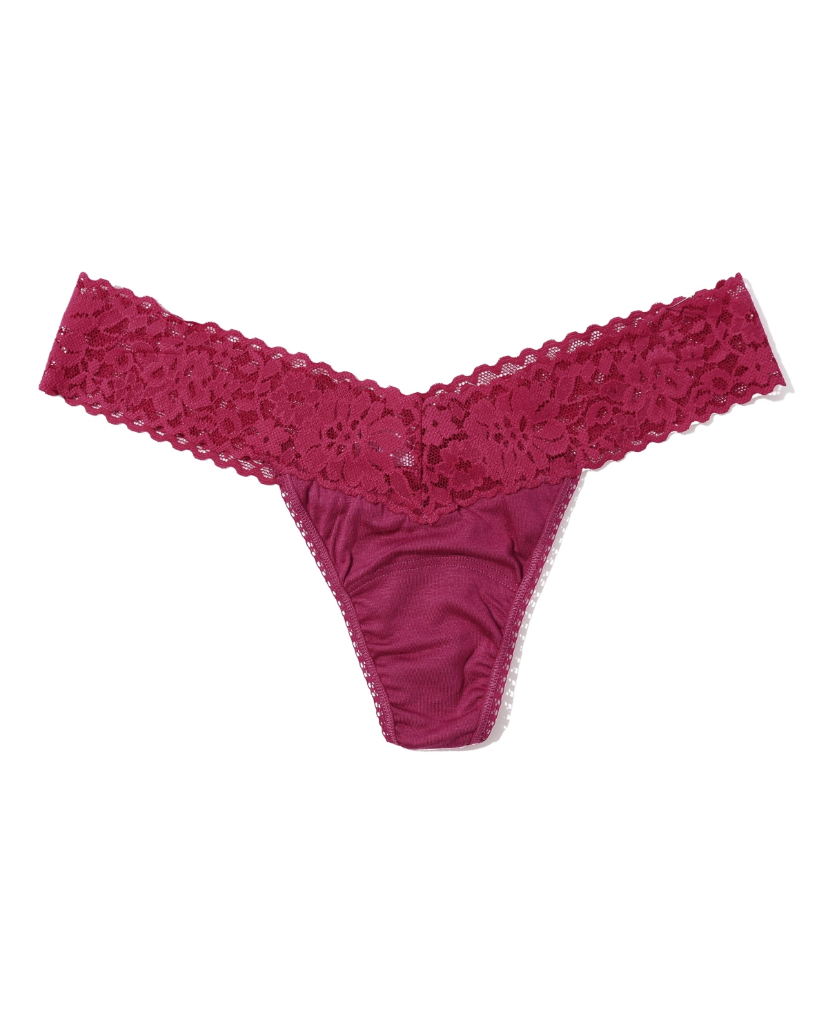 Hanky Panky Signature Lace Low Rise Thong Dark Pomegranate Red In Purple