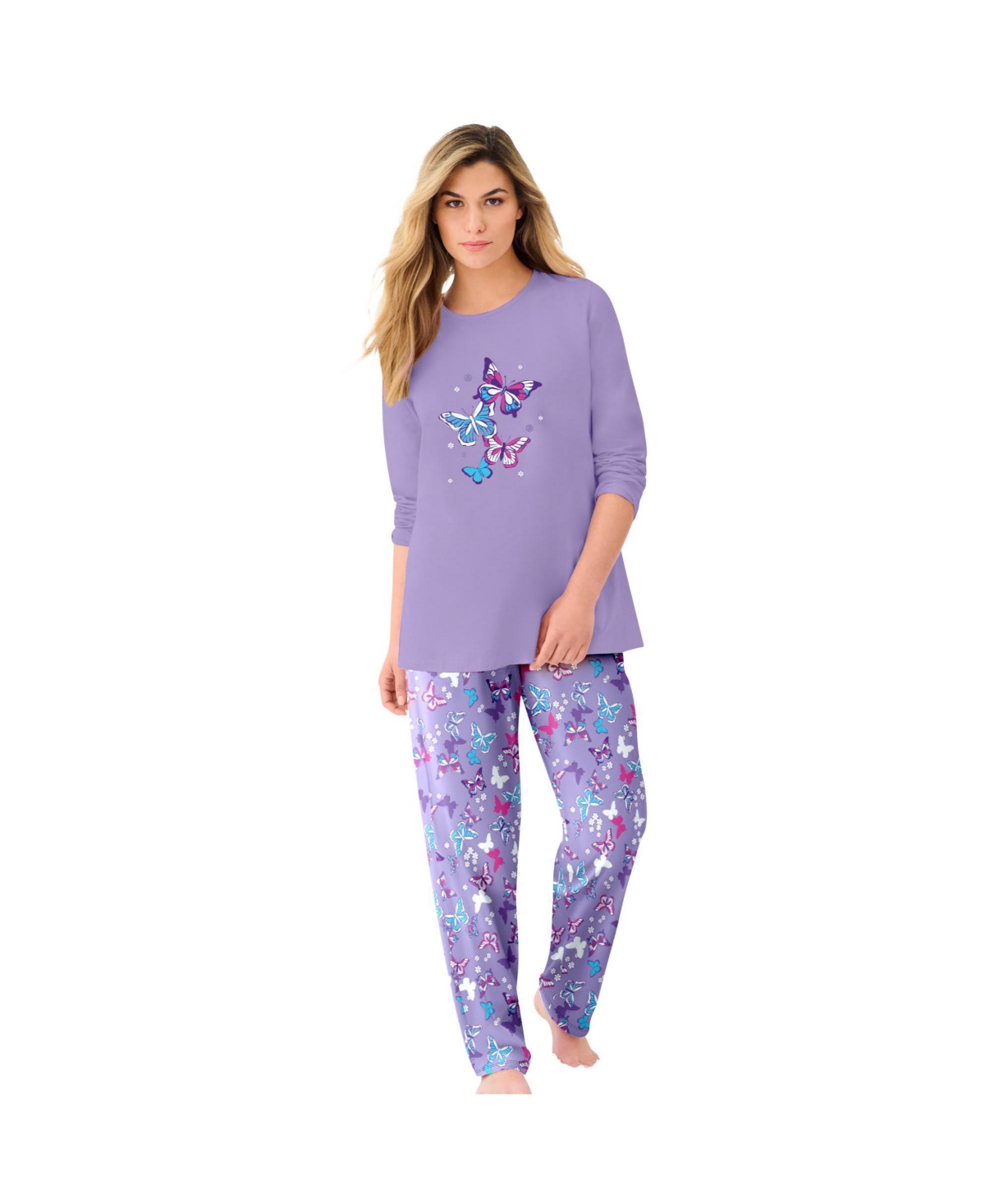 Women's Long Sleeve Knit Pj Set - Pale ocean paisley
