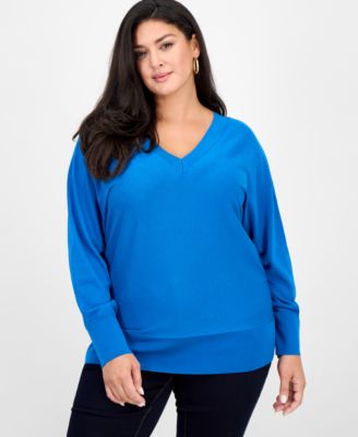 I.N.C. International Concepts - Plus Size V-Neck Dolman-Sleeve Top