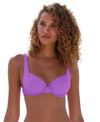 Women's Textured Balconette Underwire Bikini Swimsuit Top Bra Sizing