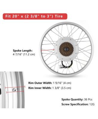 Electric Bicycle Motor Conversion Kit for 20" 750W 36V E-bike Rear Wheel