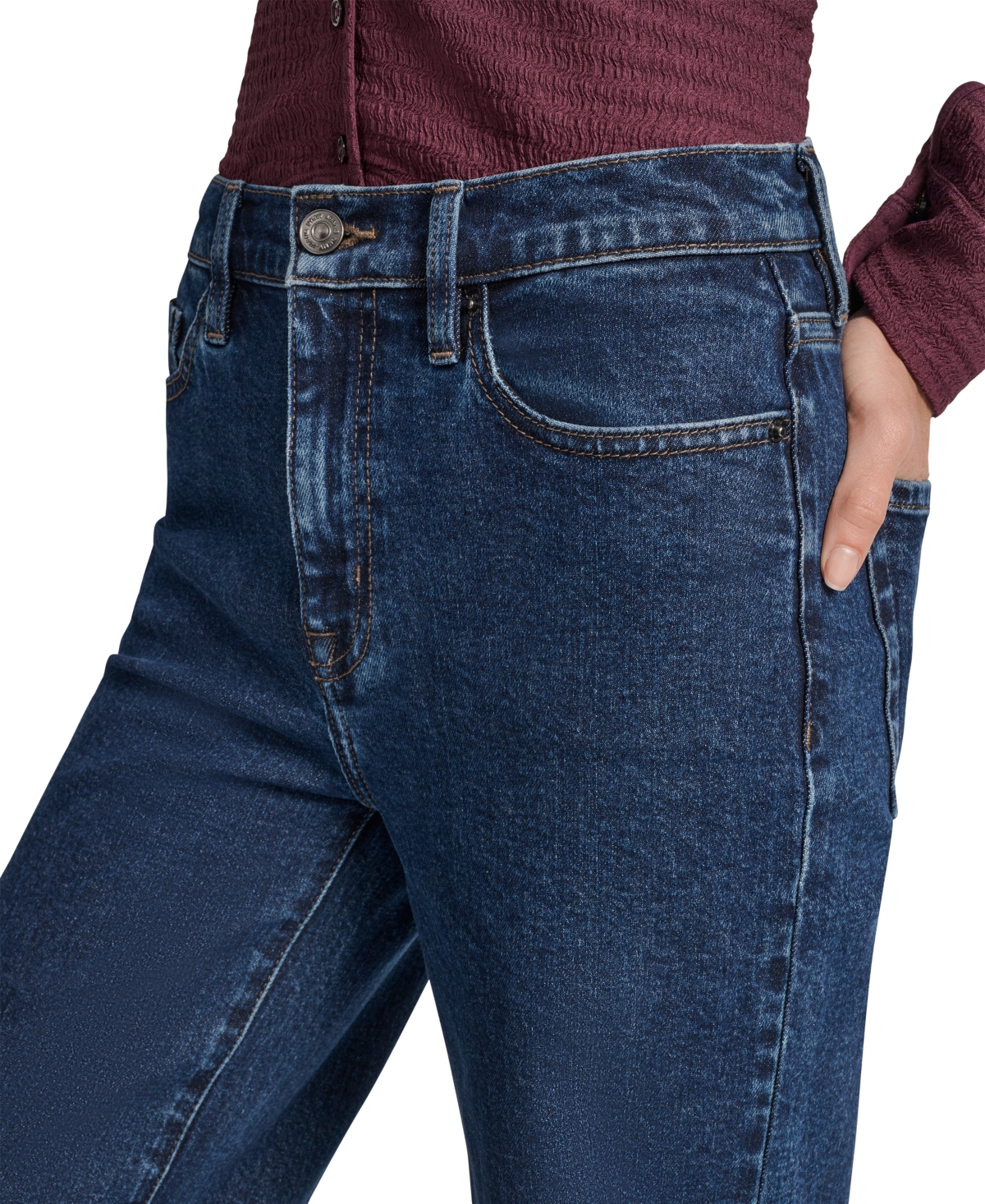 Dkny Jeans Women's Textured Collared Button-front Blouse In Blue