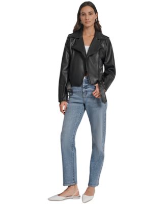 Women's Faux-Leather Moto Jacket