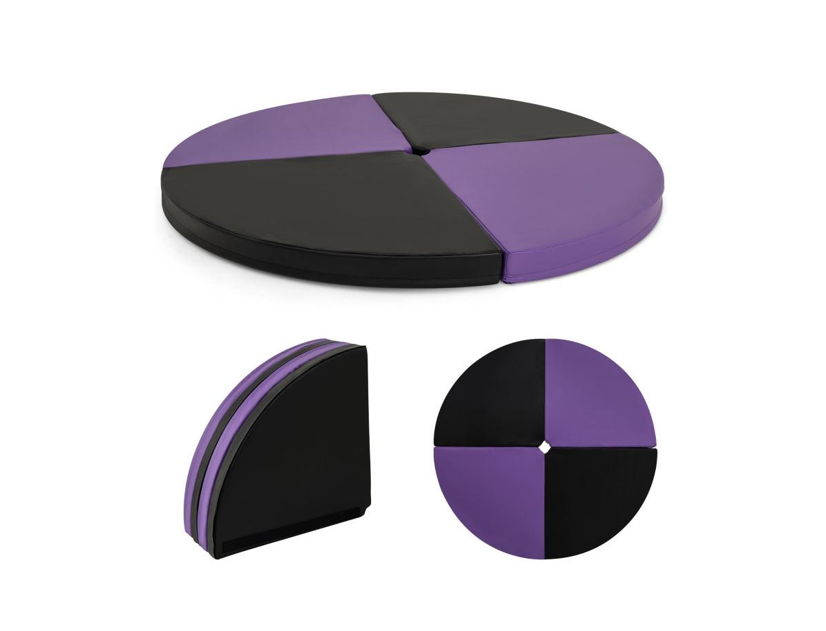 Pole Dance Crash Mat Round Portable Yoga Mat with Epe Foam - Purple