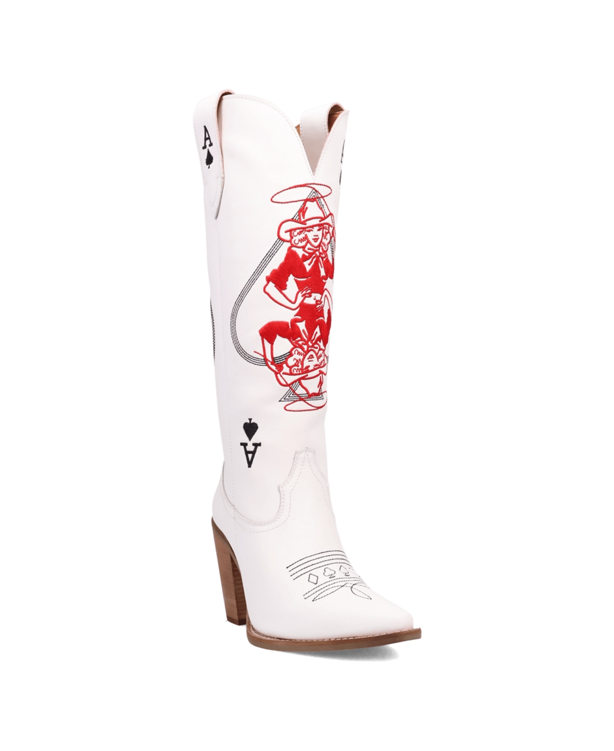 Women's Ace Of Spades Leather Boot - White